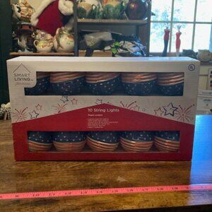 Smart Living American flag lantern string lights